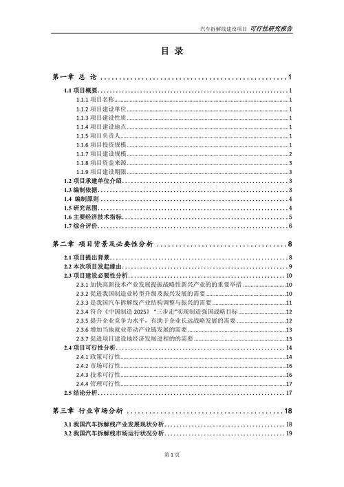 探索汽车拆解项目的可行性研究报告